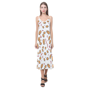 peanuts pattern background V-Neck Open Fork Long Dress