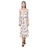 peanuts pattern background V-Neck Open Fork Long Dress
