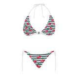Hand drawn cherry pattern striped background Sexy Bikinis Two-Piece Swimsuits