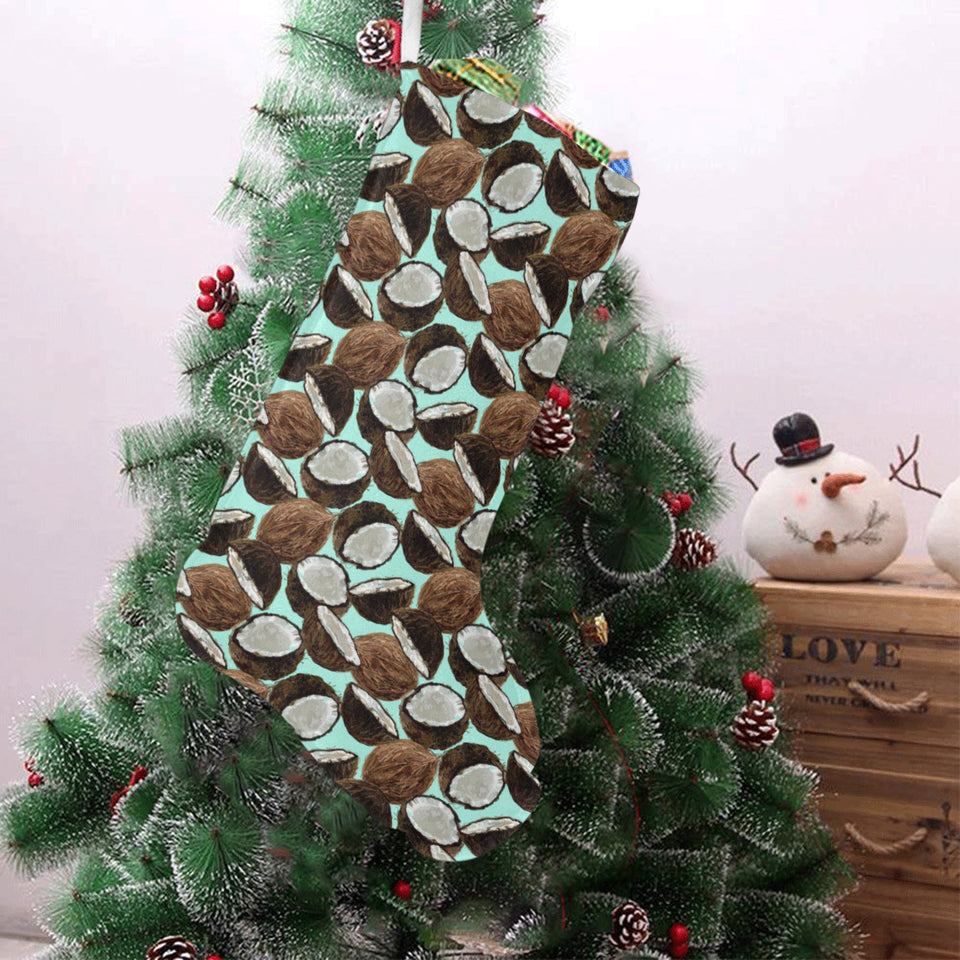 Coconut Pattern Print Design 03 Christmas Stocking