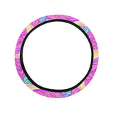 Moon pink rose background Car Steering Wheel Cover