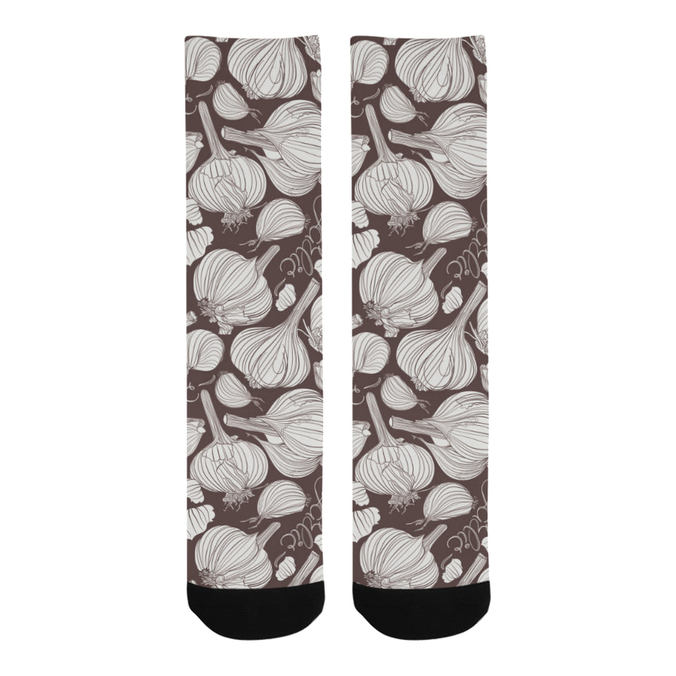 Garlic bulb dark background Crew Socks