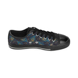 Beautiful peacock feather pattern Men's Low Top Canvas Shoes Black