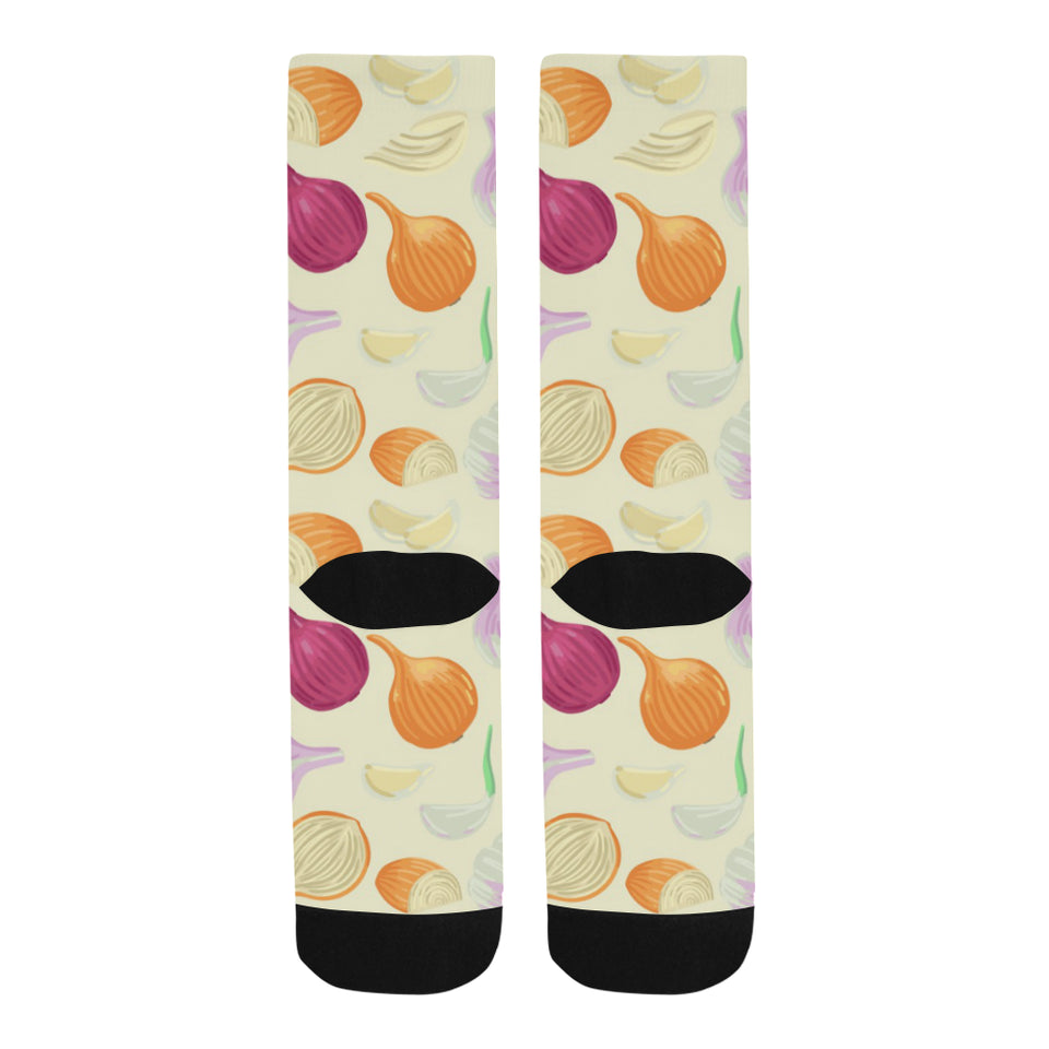 Onion garlic white red pattern Crew Socks