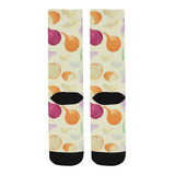 Onion garlic white red pattern Crew Socks