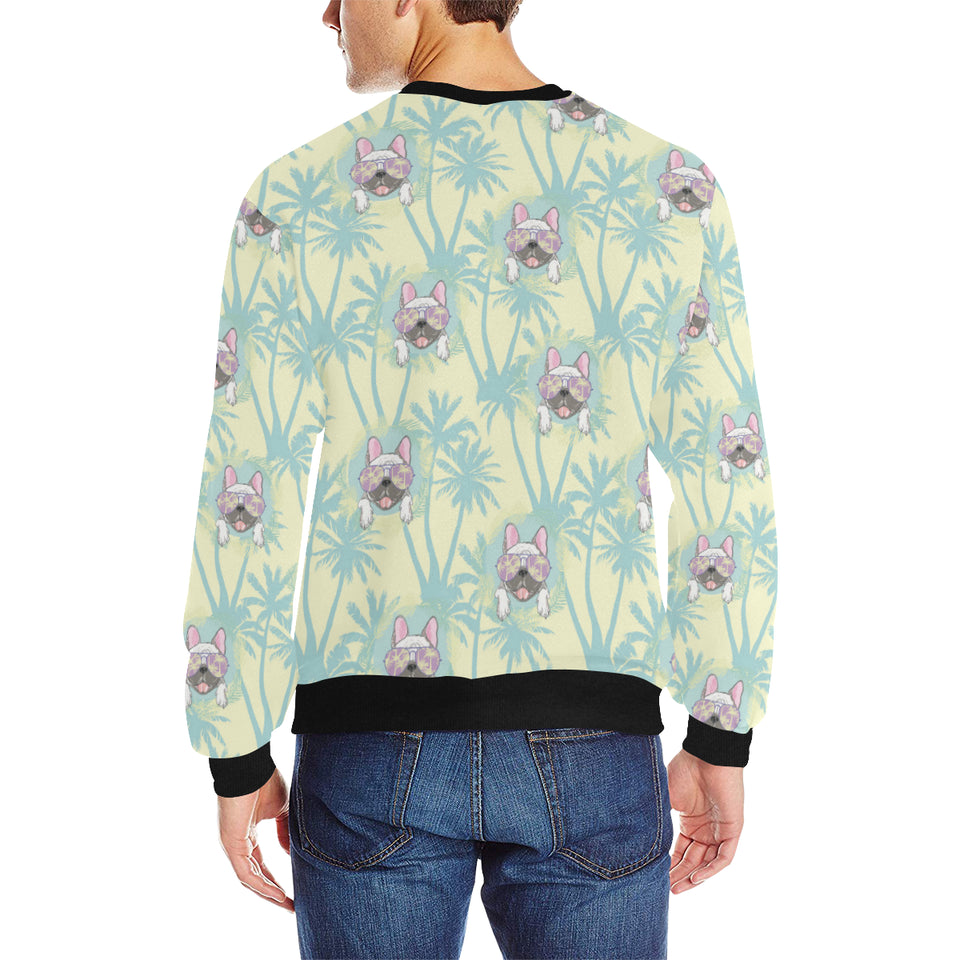 French bulldog hawaii blackground Men's Crew Neck Sweatshirt