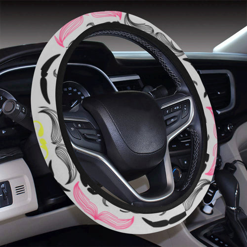 Mustache Beard Pattern Print Design 02 Car Steering Wheel Cover