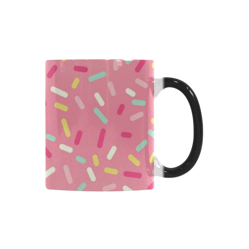 Pink donut glaze candy pattern Morphing Mug Heat Changing Mug