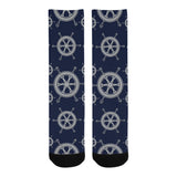 nautical steering wheel design pattern Crew Socks