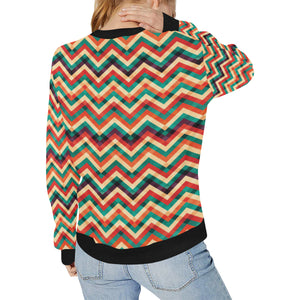 zigzag  chevron colorful pattern Women's Crew Neck Sweatshirt