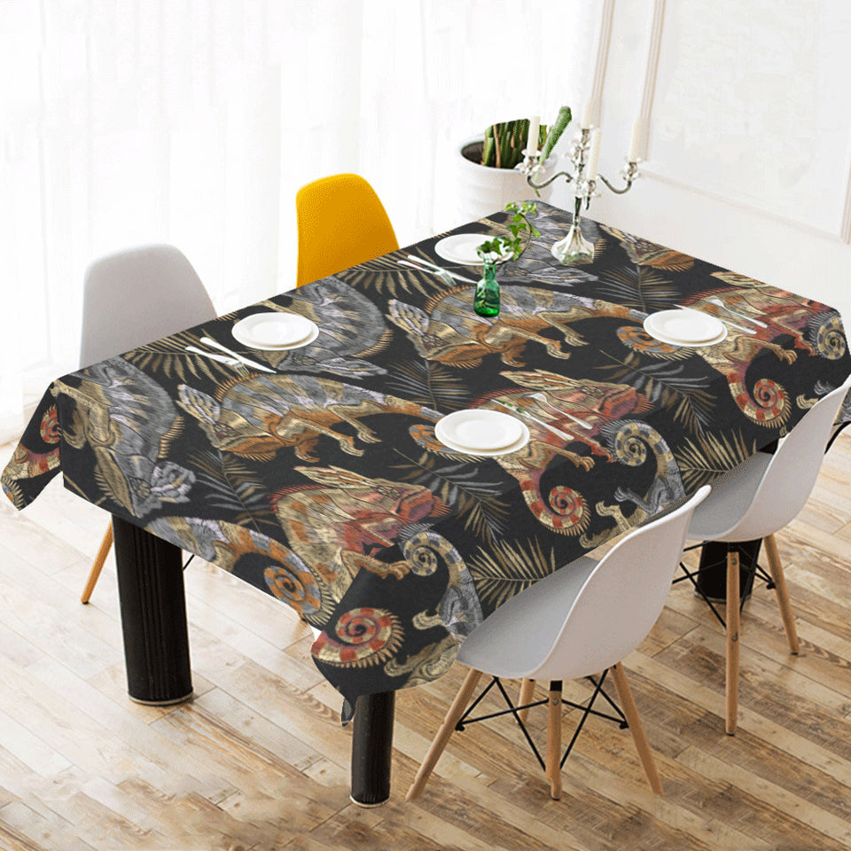 Chameleon lizard tropical leaves palm tree Tablecloth