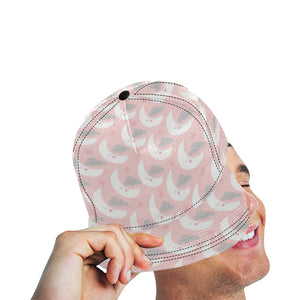 Cute moon cloud star pattern pink dot background All Over Print Snapback Cap