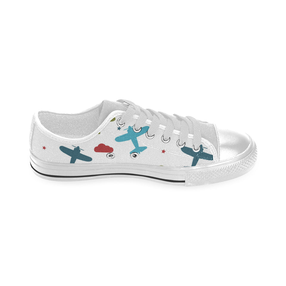 Airplane star cloud colorful Men's Low Top Shoes White