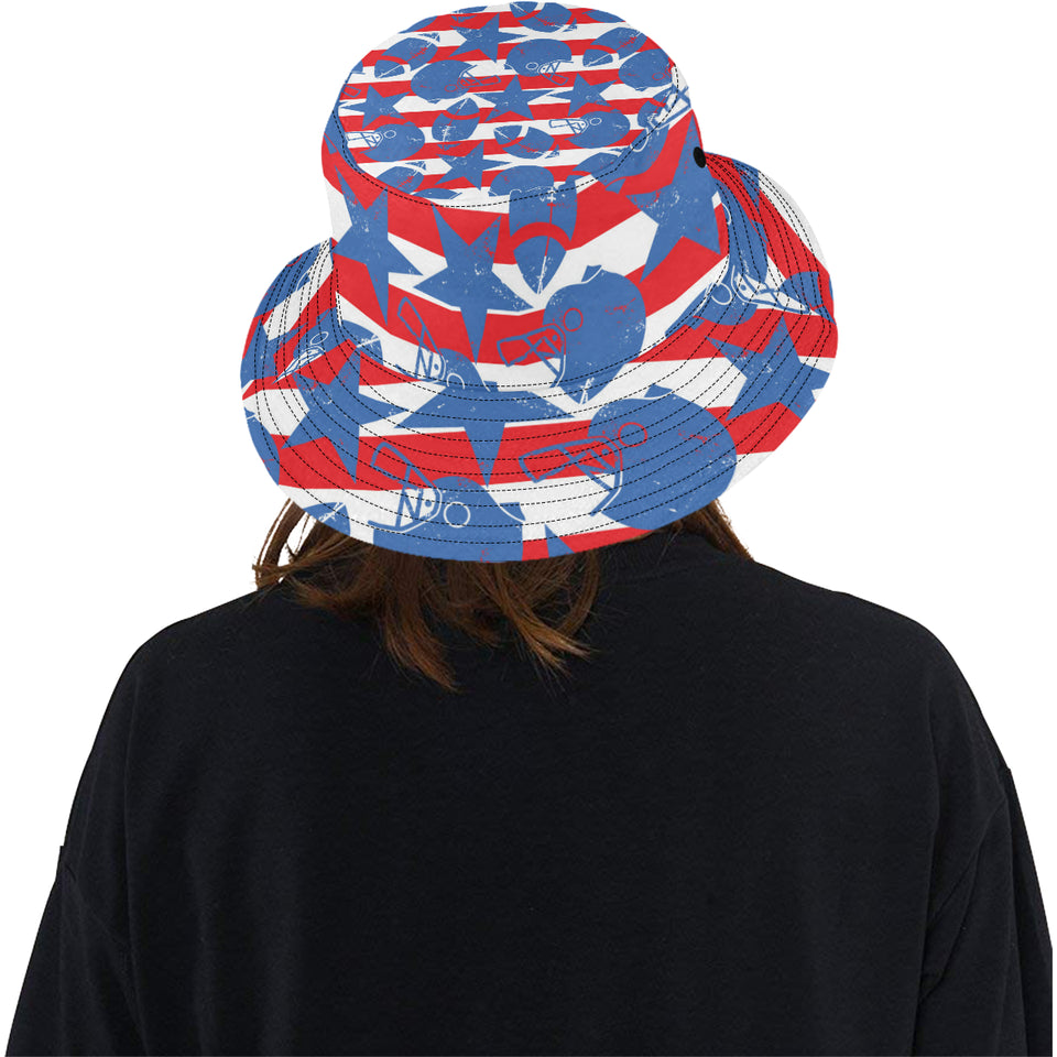 American football ball star stripes pattern Unisex Bucket Hat