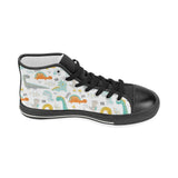 Cute funny kids dinosaurs pattern Women's High Top Canvas Shoes Black