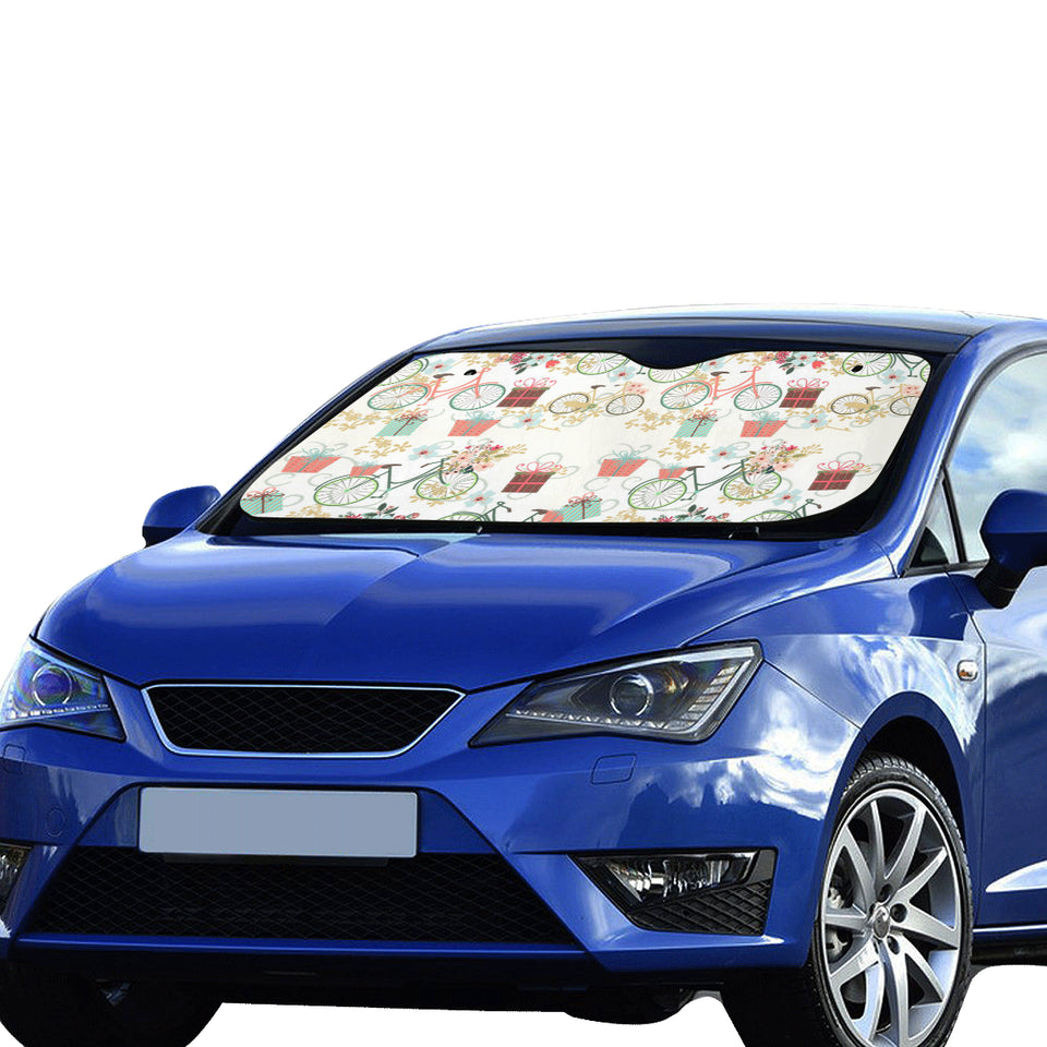 Bicycle Pattern Print Design 05 Car Sun Shade
