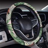 Toucan tropical green jungle palm pattern Car Steering Wheel Cover
