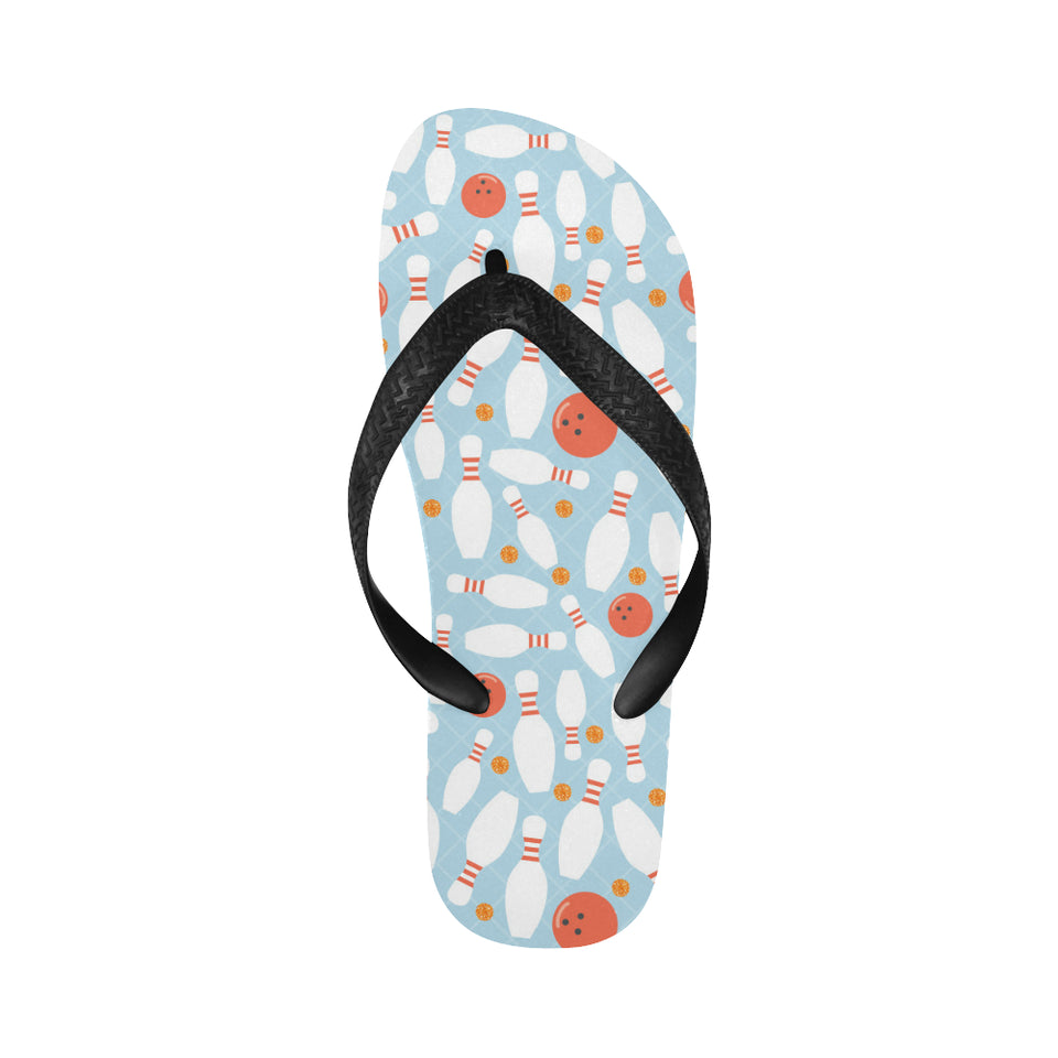 Bowling ball bowling pins blue blackground Unisex Flip Flops