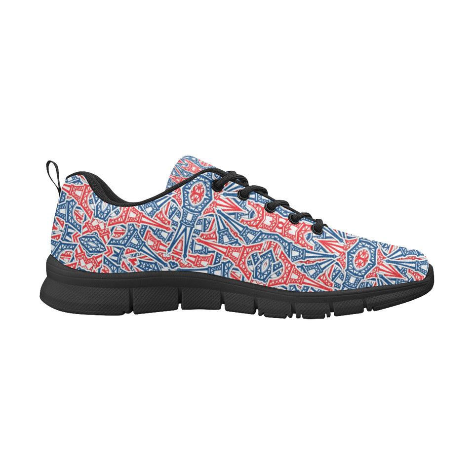 Blue Red Eiffel Tower Pattern Print Design 02 Women's Sneaker Shoes