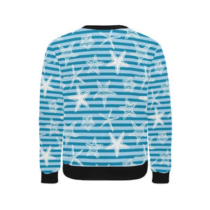 Starfish blue blackground Men's Crew Neck Sweatshirt