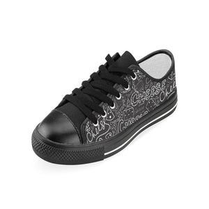 Handwritten cheese pattern Kids' Boys' Girls' Low Top Canvas Shoes Black