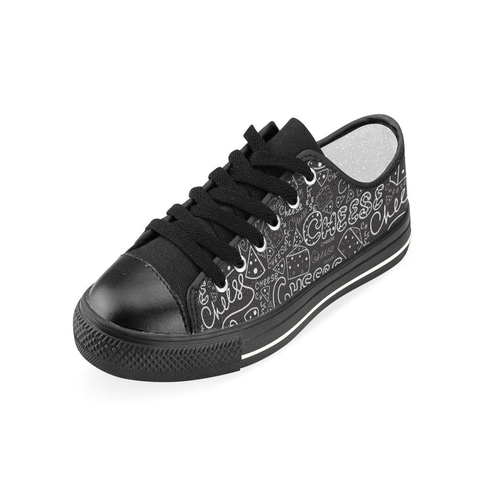 Handwritten cheese pattern Kids' Boys' Girls' Low Top Canvas Shoes Black