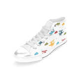 Colorful helicopter pattern Women's High Top Canvas Shoes White