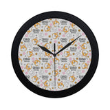 Corgi Dog Pattern Elegant Black Wall Clock