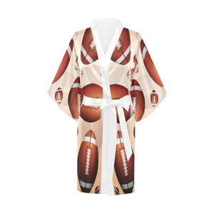 American football ball design pattern Women's Short Kimono Robe