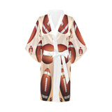 American football ball design pattern Women's Short Kimono Robe