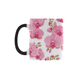 pink purple orchid pattern background Morphing Mug Heat Changing Mug