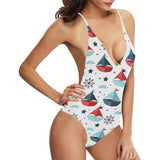 Cute color paper sailboat pattern Women's One-Piece Swimsuit