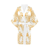hand drawn orange fruit pattern Women's Short Kimono Robe