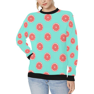 Grapefruit green background Women's Crew Neck Sweatshirt