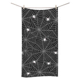 Spider web design pattern Black background white c Bath Towel