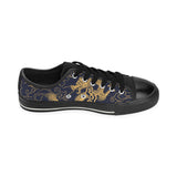 Gold dragon pattern Men's Low Top Canvas Shoes Black