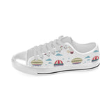 Hot air balloon pattern Men's Low Top Canvas Shoes White