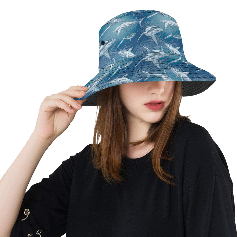 Shark hand drawn Unisex Bucket Hat