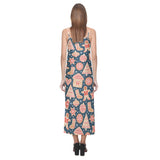 Christmas gingerbread cookie pattern V-Neck Open Fork Long Dress