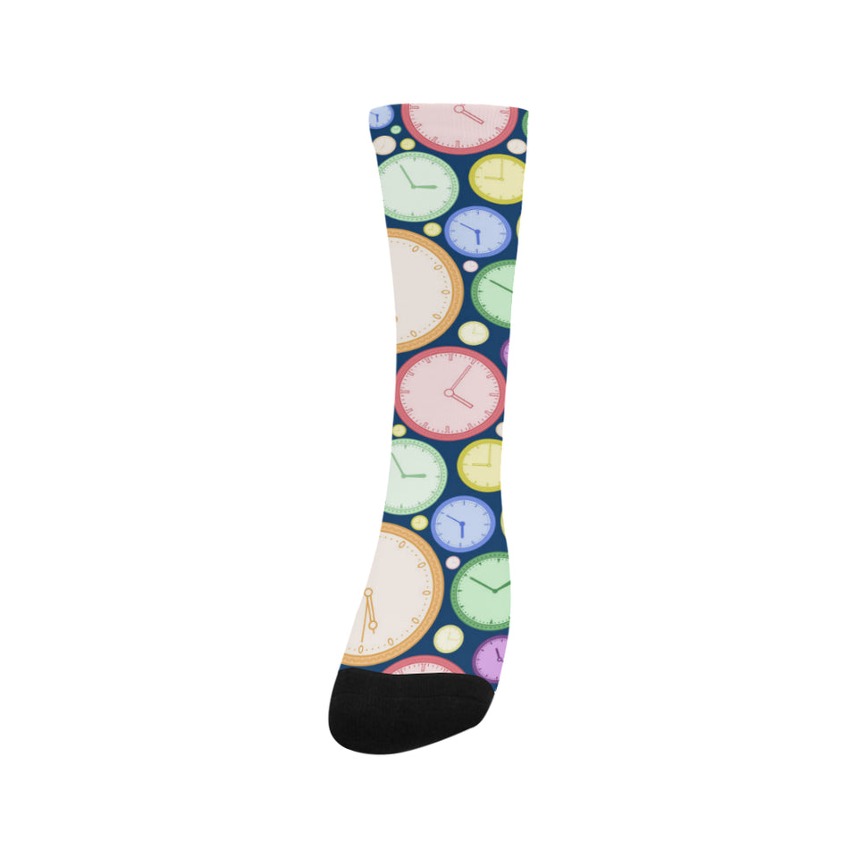 Colorful clock background Crew Socks