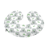 Hand drawn Koala leaves pattern U-Shaped Travel Neck Pillow