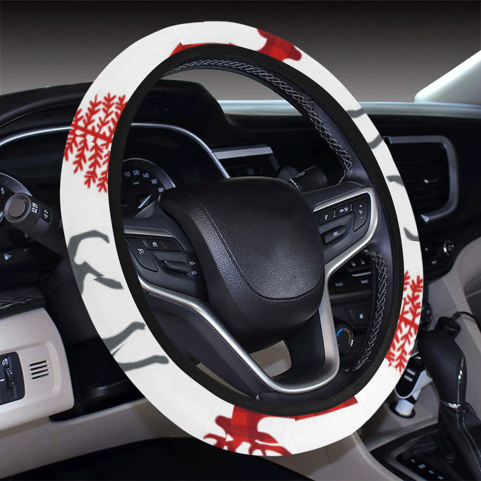 Deer tree snowflakes chrismas pattern Car Steering Wheel Cover