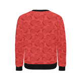 strawberry pattern red background Men's Crew Neck Sweatshirt