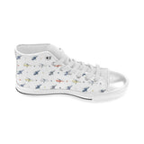 Cute helicopter star pattern Women's High Top Canvas Shoes White