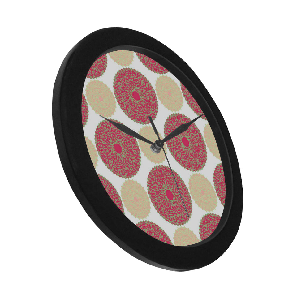 Circle indian pattern Elegant Black Wall Clock