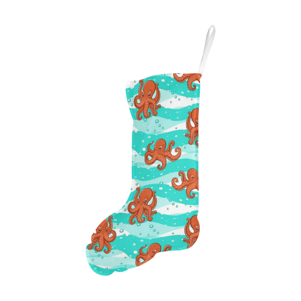 Octopuses sea wave background Christmas Stocking