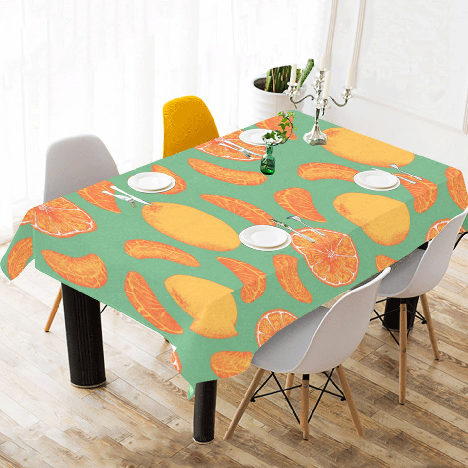 orange fruit pattern green background Tablecloth