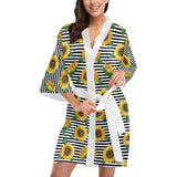 sunflowers ribbon background Women's Short Kimono Robe