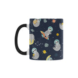 Cute sloth astronaut star planet rocket pattern Morphing Mug Heat Changing Mug