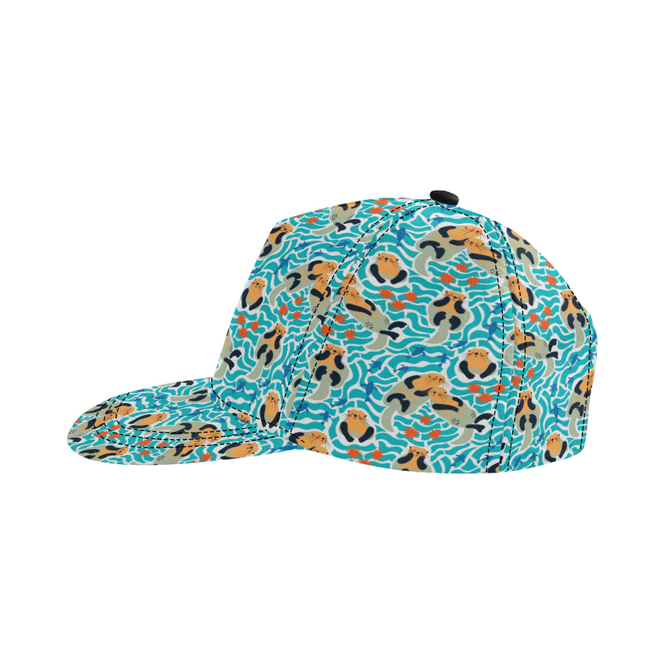 Cute sea otters fishe sea urchin pattern All Over Print Snapback Cap